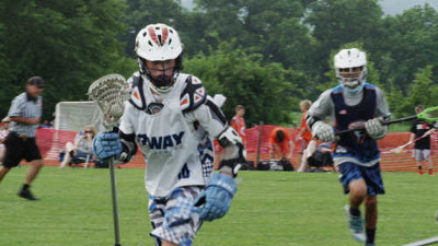 Drone shot of a school amid fall foliage