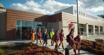 Students leaving a school building