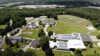 An overhead view of a school and its grounds