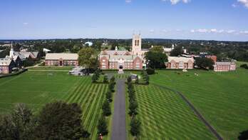 Drone shot of a school and its grounds