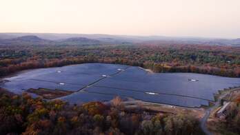 A wide shot of a lake